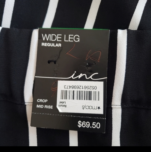 INC Women's Striped Pants size L black and white NWT - Picture 6 of 7